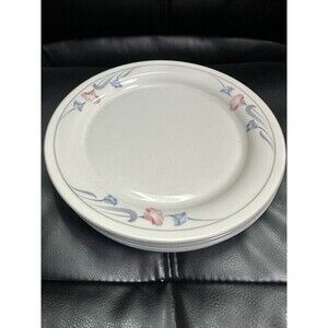Lenox Chinastone Glories On Grey Dinner Plates 8"" Floral Design Set Of 4